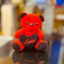 عروسک خرس قرمز میتیو قلب بغل نشسته 14 سانتی