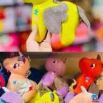 عروسک اسب تک شاخ بال رنگی